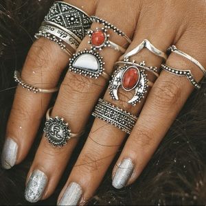 13 piece boho ring set